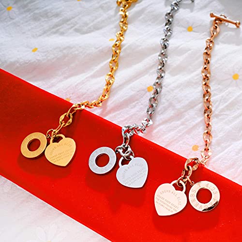 Alextina ATX-96720 Dainty Heart Charm Bracelets Stainless Steel Silver Oval Link Chain Bracelet Gifts thumb #5