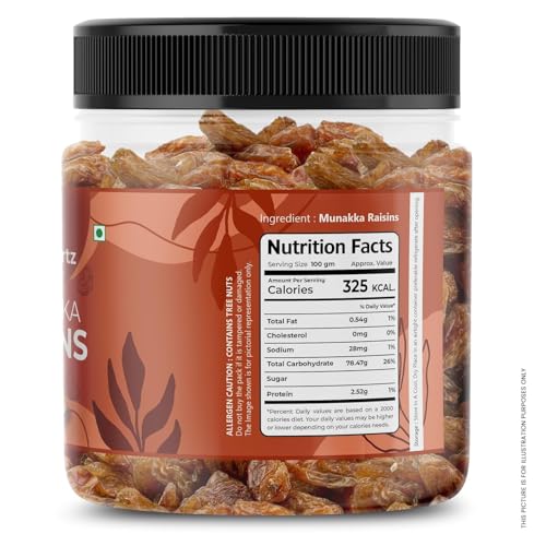 Image of FreshoCartz King Size Munakka Raisins with Seeds 500g - Sun Dried Big Munakka Dakh Jar Pack | Healthy Dry Fruit For Gifting