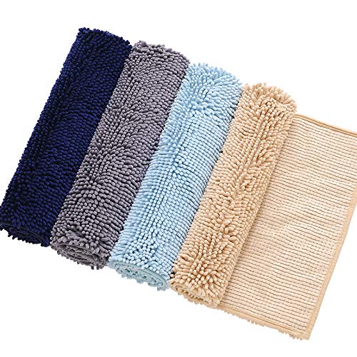 Tapis chenille salle de bain 3 pièces camel doux et absorbant - 3