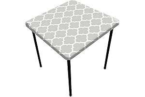 Square Morocco Gray Plaid Fitted Tablecloth