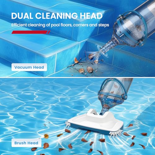 Image of Enhulk PC15 Pool Vacuum, Upgraded 13.4 inch Wide Head & Telescopic Pole