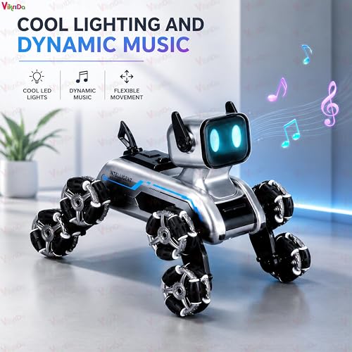 Image of VikriDA Remote Control Cars for Kids Adults, 8WD Gesture Sensor RC Stunt Car with Light, Music, RC Robot Dog Toys,Birthday Toy for 6 7 8 9 10 11 12 13 Years Old Boys Girls Kids,Black