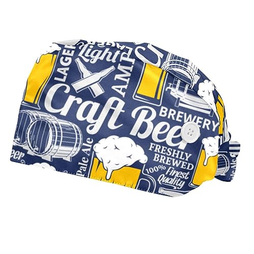Chapeaux de travail ajustables VERED avec motif bière et bandeau absorbant, lot de 2