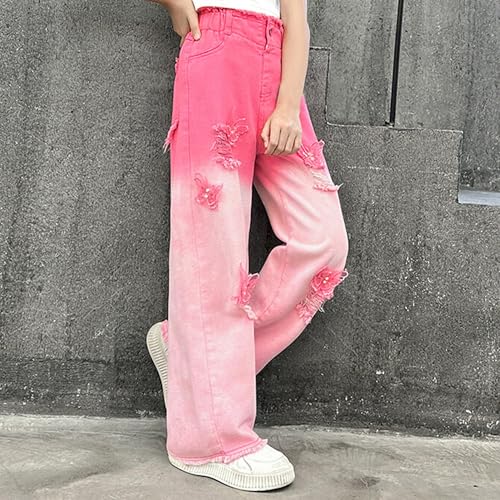 SANGTREE Girls Wide Leg Jeans Elastic Waist Denim Pants Baggy Jeans for Girls, 6-14 Years4