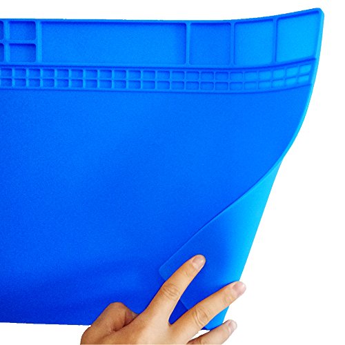 Soldering Mat Silicone Solder Mat Heat Resistant Mat 932℉ For Soldering Station,Heat Guns, Cell Phone Repair Maintenance Platform Desk Mat 15.8"X11.8"(Navy Blue) #TOP4