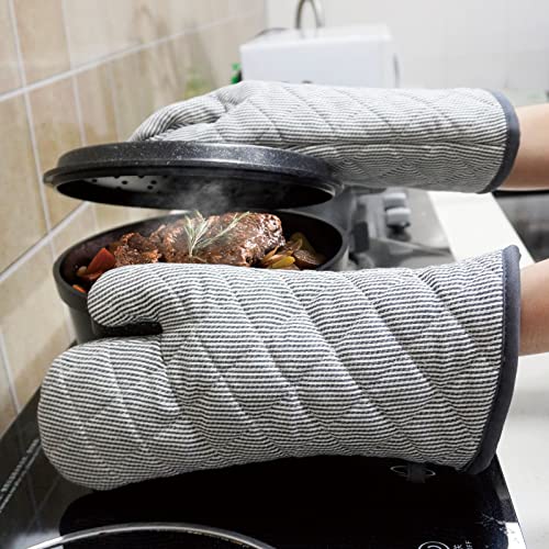 Red Lmldeta 1 Pair Yarn Dyed Oven Mitts 100% Cotton Heat Resistant 470 Degree Gloves Men Women Cooking Baking Barbecue Bbq Microwave Crafting Machine Washable Pot Holders Mittens thumb #4