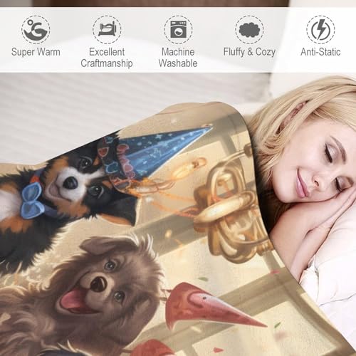 Couverture plaid cute chien en flannel douce 130x180cm