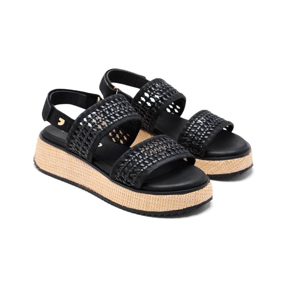 GIOSEPPO Women's Cloverland Wedge Sandal, Black/White, 3.5 UK