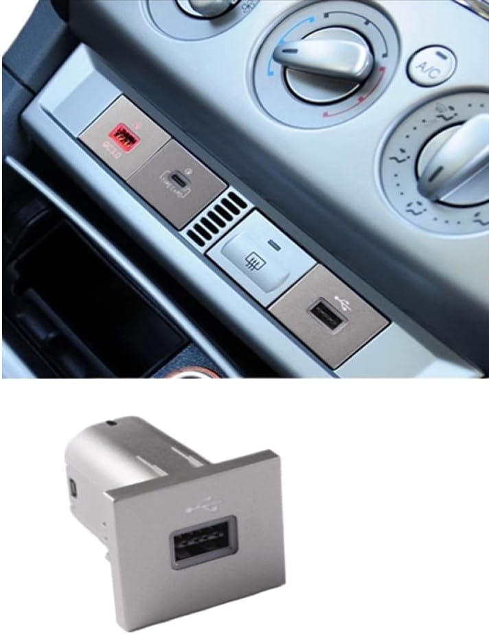 USB Car Adapter for Focus 2 Mk2 2009-2011 - 12V/24V Audio Input with USB Drive Support, Silver