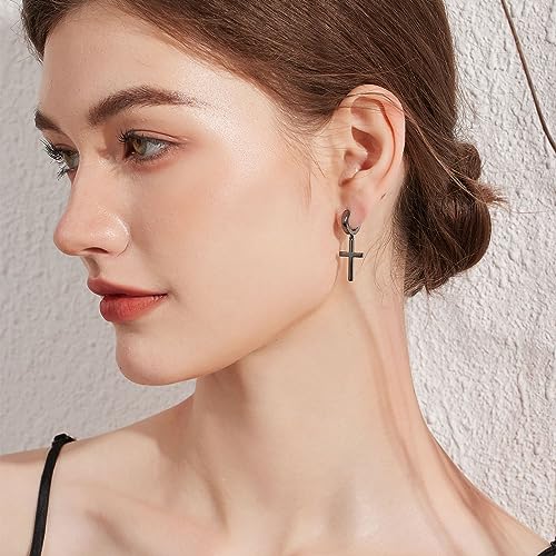Han han 925 Sterling Silver Cross Earrings for Women and Men3