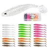 30pcs Soft Plastic Swimbaits with Paddle Tail, T-Tail Fishing Lures for Vertical Jigging and Casting, Freshwater Swimbaits for Bass, Trout, Walleye & Crappie