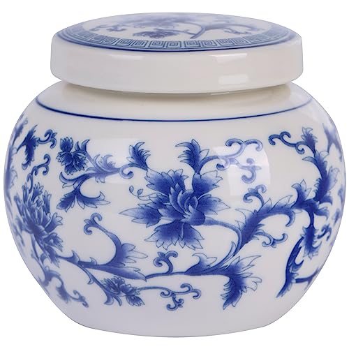Elegant Mini Blue and White Porcelain Ceramic Ginger Jar With Twist Lid - Modern Twist on Traditional Design (Hello Jar[S])