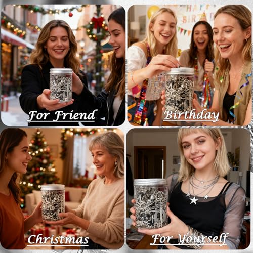 Image of SMUOBT Mystery Jewelry Jar Bundle - Surprise Vintage Jewelry Box for Women,Gift Jewelry Set (Necklace, Earrings, Rings,Kracelet,Keychain) - Unique Birthday Gift for Women