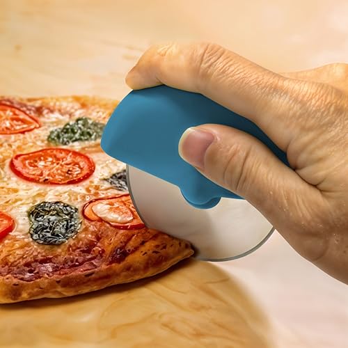 Image of Pizza Cutter Rolling Wheel Pizza Cutter, Sandwich Cutter for Baking Kitchen Use - RA076 - Blue