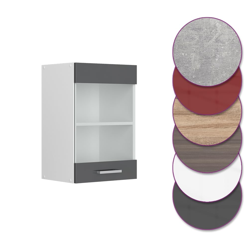 Glazen keukenkast R-Line Edel grijs 40 cm Vicco | Edel grijs | Glazen Glazen keukenkast R-Line Edel grijs 40 cm Vicco | Edel grijs | Glazen