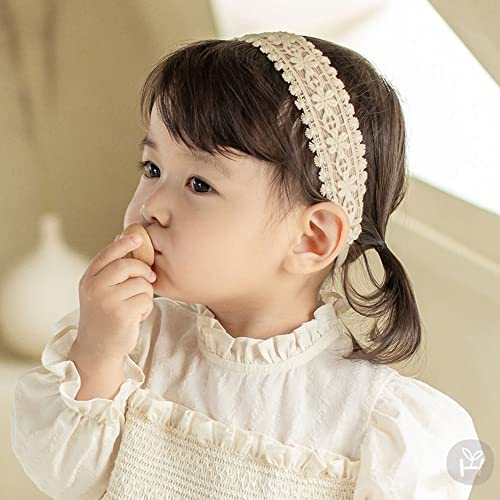 Boho Chic Lace Headband, Elastic Turban with Cream Wrap for Newborn Infant Girls (Style 4)3