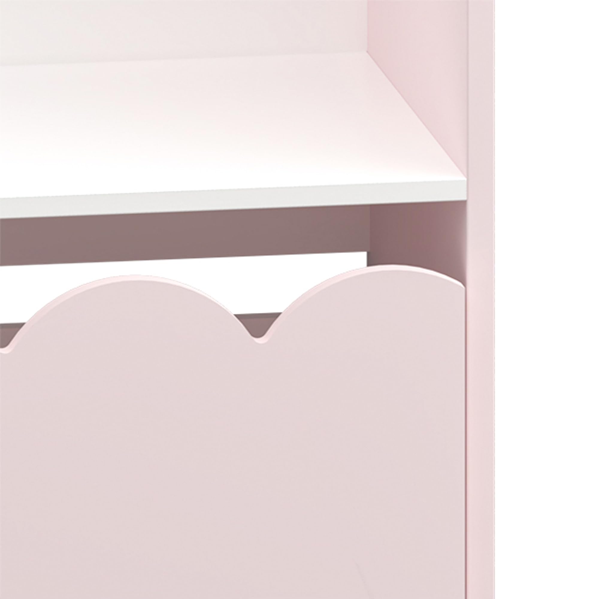 [en.casa] Étagère pour Enfants en Forme de Maison Meuble de Rangement avec Compartiments Ouverts et Tiroir Ondulé Bibliothèque MDF Panneau de Particules 114 x 91 x 30 cm Rose Barbe à Papa Blanc