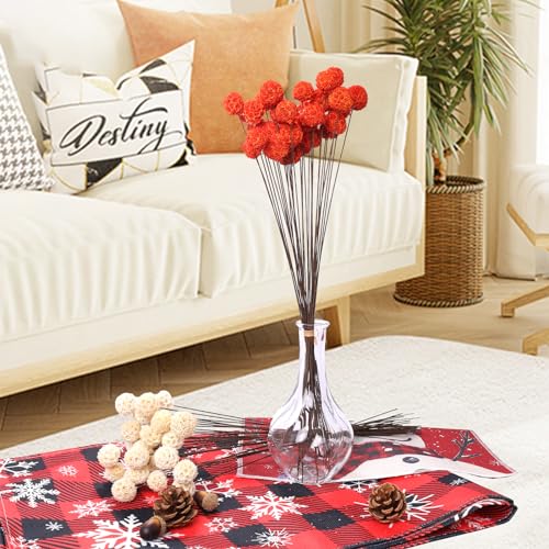 30 flores secas Billy Ball en tonos natural blanco miniatura 6