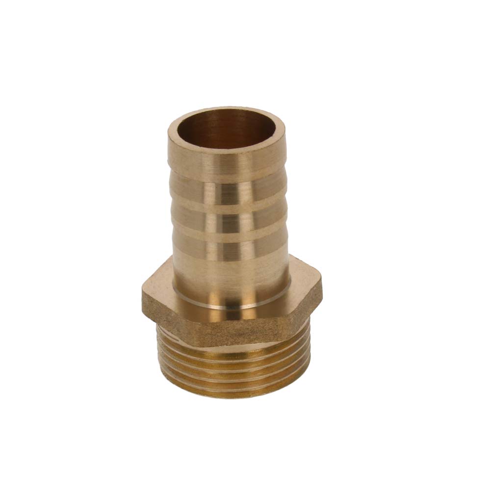 MroMax Brass Barb Hose Fitting Connector Adapter 19mm Barbed x 3/4 PT Male Pipe Brass Tone 1pcs