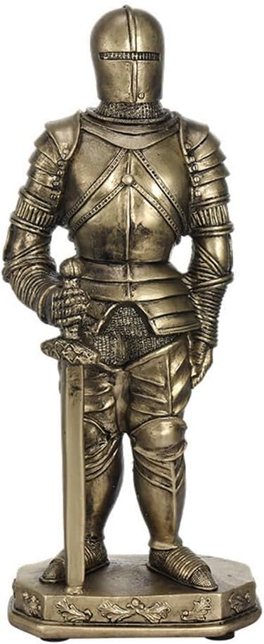 Retro Stand Knight with Sword,Medieval Knight Statue,Noble Medieval Knight in Full Armor,Historical Figures Gifts,Home Shelf Gaming Room Decor