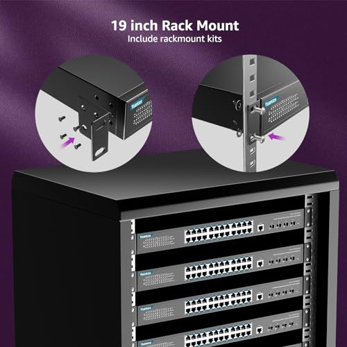 Image of YuanLey 28 Port Gigabit Managed PoE Switch with 24 10 /100 /1000Mbps PoE+ Ports, 4X 10Gbps SFP+, L3 Smart Managment Ethernet Switch, VLAN, QoS, ACL, SSL, Rackmount Network Switch