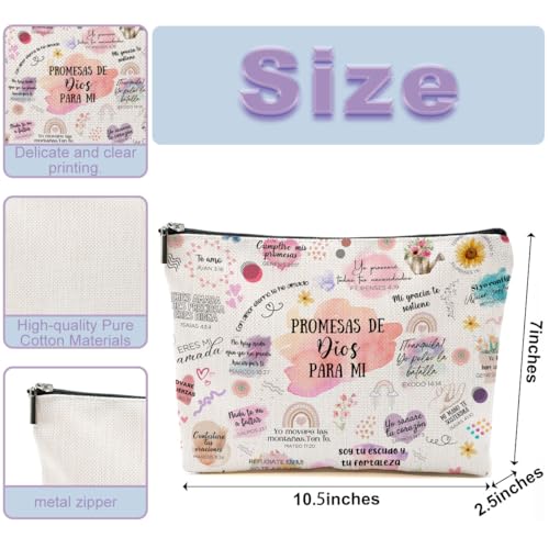 4 Piezas Versículos Bíblicos En Español, Regalos Cristianos, Regalos Cristianos En Español, Spanish Christian Gifts for Women Pastor Wife Prayer Friend Makeup Bag Religious Gifts Faith Cosmetic Bag2