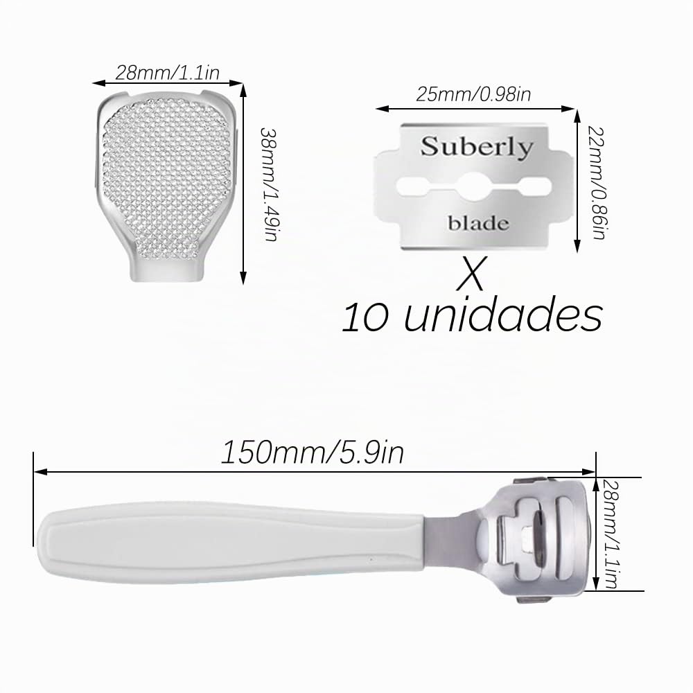 Cuchillas Para Callos de Acero Inoxidable, Eliminador Profesional de Callos y Callosidades, con Lima de Pies y 10 Cuchillas, para Pedicura
