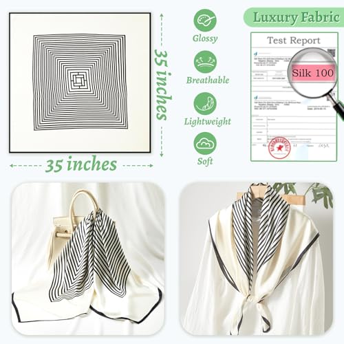 100% Mulberry Silk Head Scarf for Sleeping 35"x35" Square Silk Hair Scarf for Women Lightweight Bandana Large2