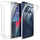 Reshias Hülle Kompatibel mit Wiko Power U30, Transparent Weich TPU Schutzhülle mit Zwei Gehärtetes Glas Schutzfolie Displayschutzfolie für Wiko Power U30 (6,82 Zoll)
