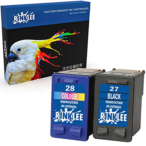 RINKLEE Remanufacturado para HP 27 28 XL Cartucho de Tinta Compatible con HP Deskjet 3320 3420 3520 3550 3620 3650 5650 5850 Fax 1240 PSC 1110 1205 1210 1215 1315 Officejet 4215 | 1 Negro, 1 Tricolor