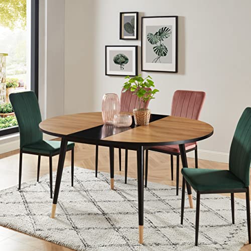 Table extensible 120 à 150cm Cavallo BAÏTA bois et noir avec allonge centrale - 5