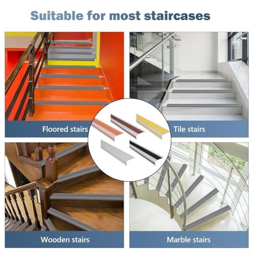 Protector de borde de escalera para evitar resbalones con tira autoadhesiva de 200 cm 6