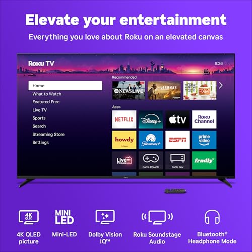 Image of Roku Smart TV - 55-Inch Pro Series, Mini-LED TV - RokuTV with Backlit Voice Remote Pro Wall Mount Kit for 55-Inch Pro Series TV - Ultra-Slim with Minimalist