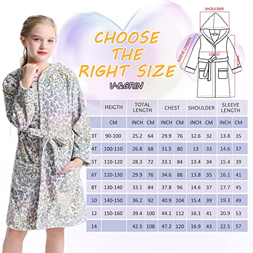 V.&Grin Girls Fleece Robe, Hooded Toddler Soft Fuzzy Bathrobe For Kids 3-14 Years（Star Gray 7-8） #TOP5