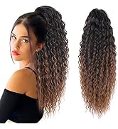 LACE PLUS Kinky Curly Clip in Ponytail - Extensions Drawstring Claw 18 Inch Ponytaill Extensions ...