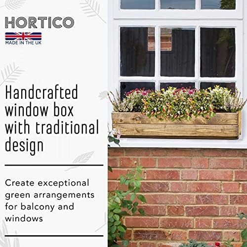 HORTICO Large Plant Pots Outdoor Window Box Wooden Planter Made in the UK H14 L76 W23 cm, 24.5L