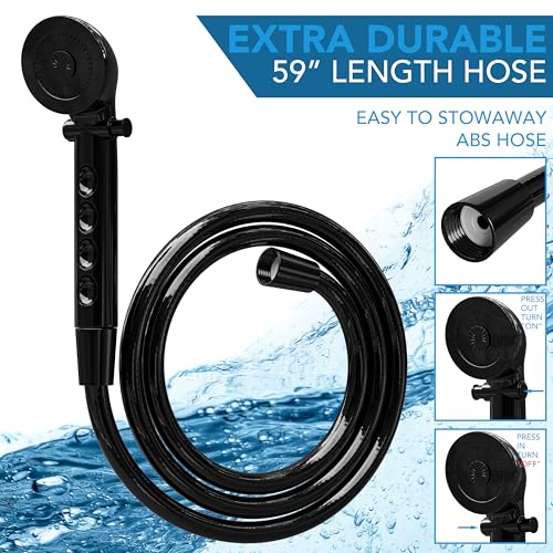 Image of RV Shower Head with Hose ABS Outdoor RV Shower Hose Kit Replacement with ON /OFF Switch for RV, Trailer, Campers, Motorhomes, Fifth Wheels, Boats (Black)