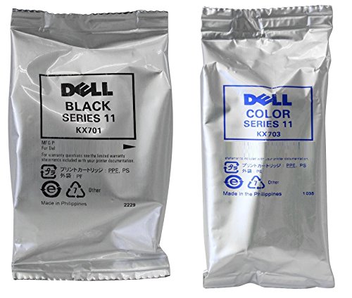 Genuine Dell Series 11 DX514/KX701 Black and DX516/KX703 Color Ink Cartridge 2 Pack