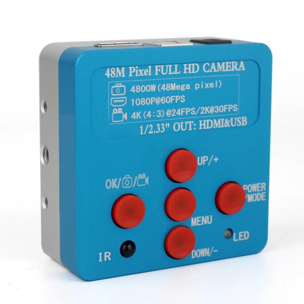 Microscope 48MP 4K USB HDMI Digital Video Monocular Microscope Camera Continus Zoom 130X 180X C-Mount Lens for Soldering Phone Repair Tools(F Only Camera)