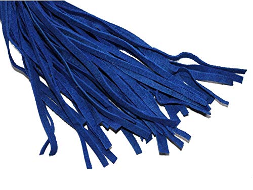 Premium Suede Flogger For Horse Training Crop Whip (18 Soft Suede Tails) (Blue) Suede Covered Handle With Wrist Strap #TOP4