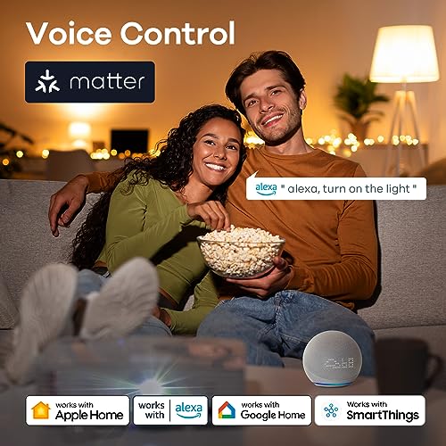 Image of Linkind Matter Smart Edison Light Bulbs, ST19 (58) Vintage Bulbs, 4 Pack | Work with Alexa /Google /Apple Home /SmartThings, 2700K-6500K Warm White to Daylight LED Filament Bulb, E26 Bulb 8W 60W 800LM