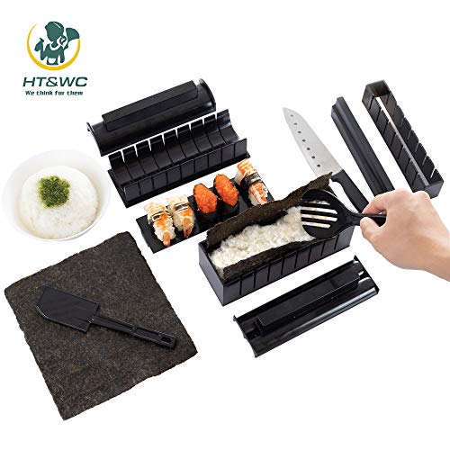 DIY SUSHI MAKING KIT for beginners|tutorials step by step|11 pieces with 4 Sushi Rice Roll Mold Shapes|EASY.FUN.HOMECOOKING SUSHI