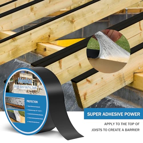 Heelos Deck Joist Tape 1-5/8'' x 50', Butyl Deck Tape Flashing Joists Tape for Decking Joist Tape for Flashing Deck Joists and Beams Building Joists(3 Rolls) - Thumbnail 4