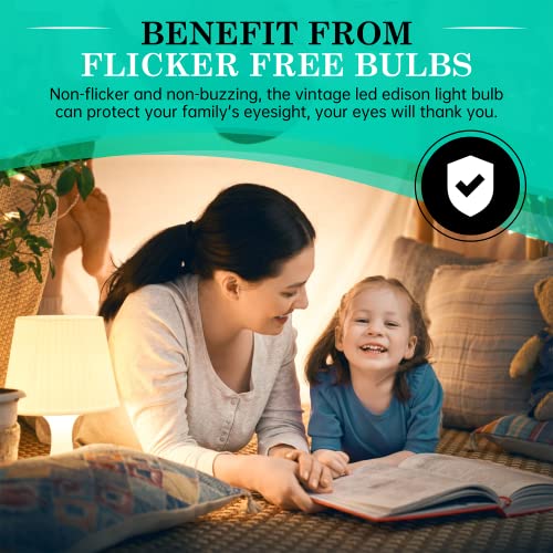 Amdtu Non-Dimmable Edison Bulbs 40 Watt 2700K Soft White, Super Thin Spiral Filament Vintage Led Light Bulbs 2 Pack, T45 Incandescent Tubular Bulb 40W Equivalent, Clear Glass 4W 120V E26 Base #TOP6