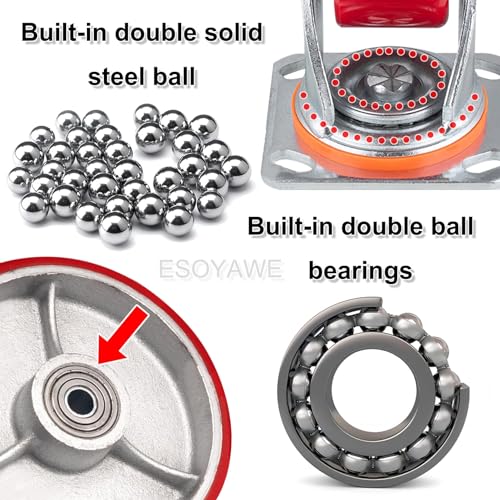 Ruote Girevoli In PU E ABS Di Alta Qualità, Freno Unidireziole E Morsetto Per Piastra, Grigio - Foto 7