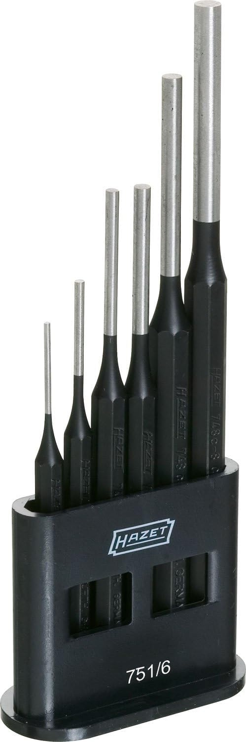 HAZET Jeu de chasse-goupilles 751/6 I Jeu de 6 pièces I Jeu idéal pour enfoncer ou chasser les goupilles et autres éléments de fixation I Rangement peu encombrant'.