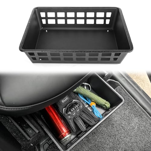 1 PCS Metal Under Seat Storage Box Organizer Tray With Tactical Style Compatiblw with Tesla Model Y 2021-2023