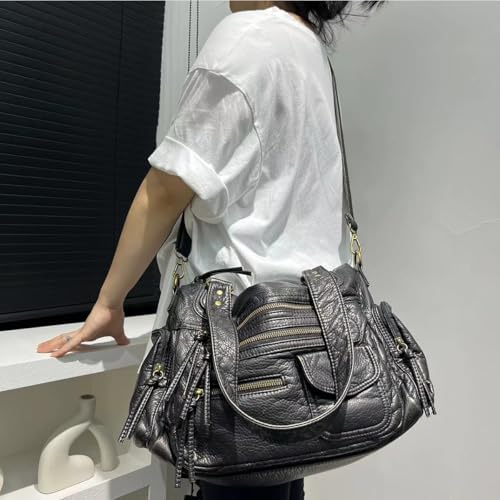 Sac à main rétro en cuir vintage chic avec multi-poches élégantes - 3