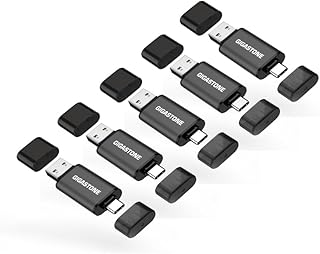 GIGASTONE 64GB Dual USB Flash Drive 5-Pack, USB 3.2 Gen 1, 2-in-1 USB C+A, Speed Up to 100MB/s, Head Cap Design Thumb Drive, Plug & Play for Smartphone/PC/Mac/TV/Car Audio, USB 2.0/3.0/3.1 Compatible
