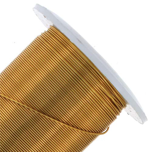 Image of The Beadsmith Wire Elements 24-Gauge Lacquered Tarnish-Resistant Copper Wire for Jewelry Making, 30 Yard, 27.43 Meter Spool (Brass Color)